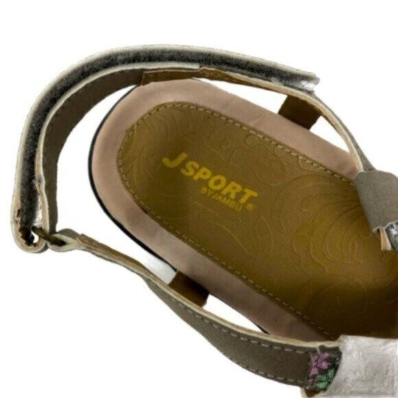 JSport | Tan with Flower Detail Velcro Closure Sandal Size 10 - Picture 11 of 12